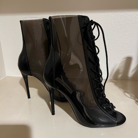 Steve Madden meltdown open toe clear ankle stiletto boots. Booties. - Picture 2 of 8